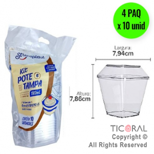 KIT POTE CRISTAL CON TAPA 180 CC COPOBRAS (4 pack X 10 unid)